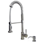Estate Single Handle Spring Pull-Down Kitchen Faucet with Soap/Lotion Dispenser