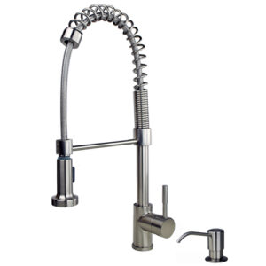 Estate Single Handle Spring Pull-Down Kitchen Faucet with Soap/Lotion Dispenser