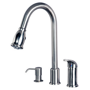 Designer Single Handle Pull-Down Kitchen Faucet with Soap/Lotion Dispenser