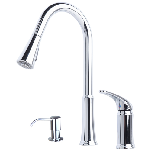 Aria Single Handle Pull-Down Kitchen Faucet with Soap/Lotion Dispenser