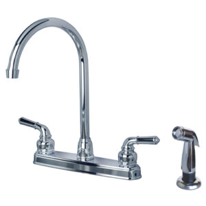 RV Non-Metallic Two Handle High Arc Kitchen Faucet with Side Spray