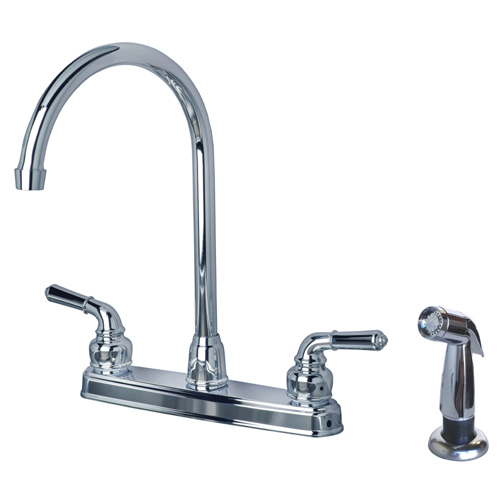 RV Non-Metallic Two Handle High Arc Kitchen Faucet with Side Spray