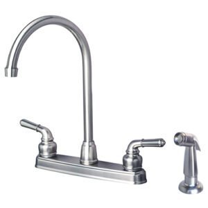 RV Non-Metallic Two Handle High Arc Kitchen Faucet with Side Spray