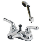 RV Non-Metallic Two Handle Centerset Diverter Lavatory Faucet with Matching Hand-Held Shower Set