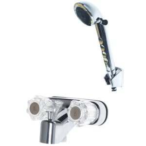 RV Two Handle Tub Shower Diverter with Matching Handheld Shower Set