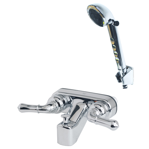 RV Two Handle Tub Shower Diverter with Matching Hand-Held Shower Set