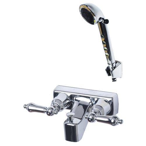 RV Two Handle Tub Shower Diverter with Matching Hand-Held Shower Set