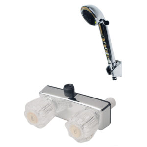 RV Two Handle Shower Diverter with Matching Hand-Held Shower Set