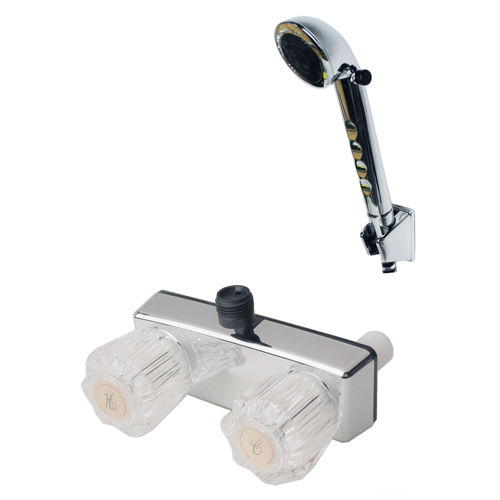 RV Two Handle Shower Diverter with Matching Hand-Held Shower Set