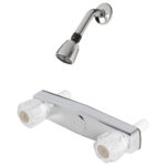 Mobile Home Two Handle 8" Shower Diverter with Matching Shower Head/Arm/Flange