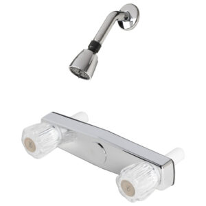 Mobile Home Two Handle 8" Shower Diverter with Matching Shower Head/Arm/Flange