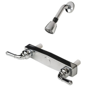 Mobile Home Two Handle 8" Shower Diverter with Matching Shower Head/Arm/Flange
