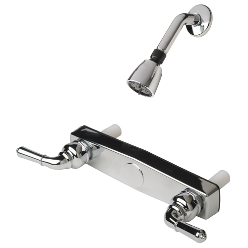 Mobile Home Two Handle 8" Shower Diverter with Matching Shower Head/Arm/Flange