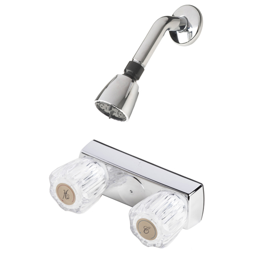 Mobile Home Two Handle 4" Shower Diverter with Matching Shower Head/Arm/Flange