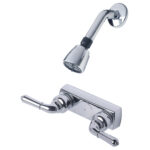 Mobile Home Two Handle 4" Shower Diverter with Matching Shower Head/Arm/Flange