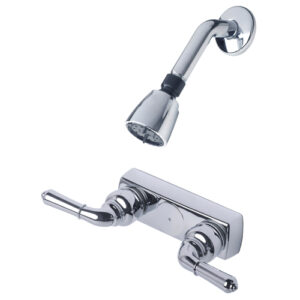 Mobile Home Two Handle 4" Shower Diverter with Matching Shower Head/Arm/Flange