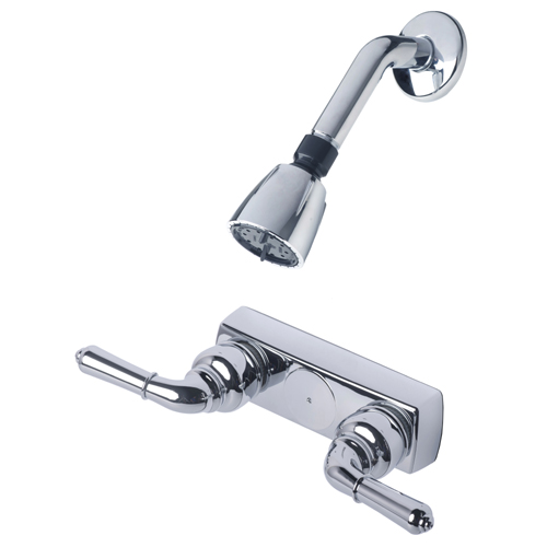 Mobile Home Two Handle 4" Shower Diverter with Matching Shower Head/Arm/Flange