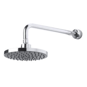 Single Spray Pattern 7.5" Wall Mount Fixed Rainfall Shower Head, Arm, and Flange