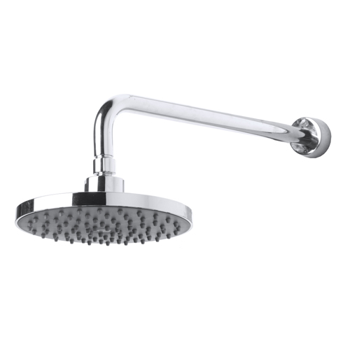 Single Spray Pattern 7.5" Wall Mount Fixed Rainfall Shower Head, Arm, and Flange