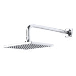 Single Spray Pattern 8" Wall Mount Fixed Rainfall Shower Head, Arm, and Flange
