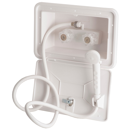 RV Exterior Shower Box Kit with Shower Valve and Matching Handheld Shower Set